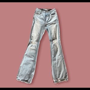 Zara Long Flare Light Wash Jeans